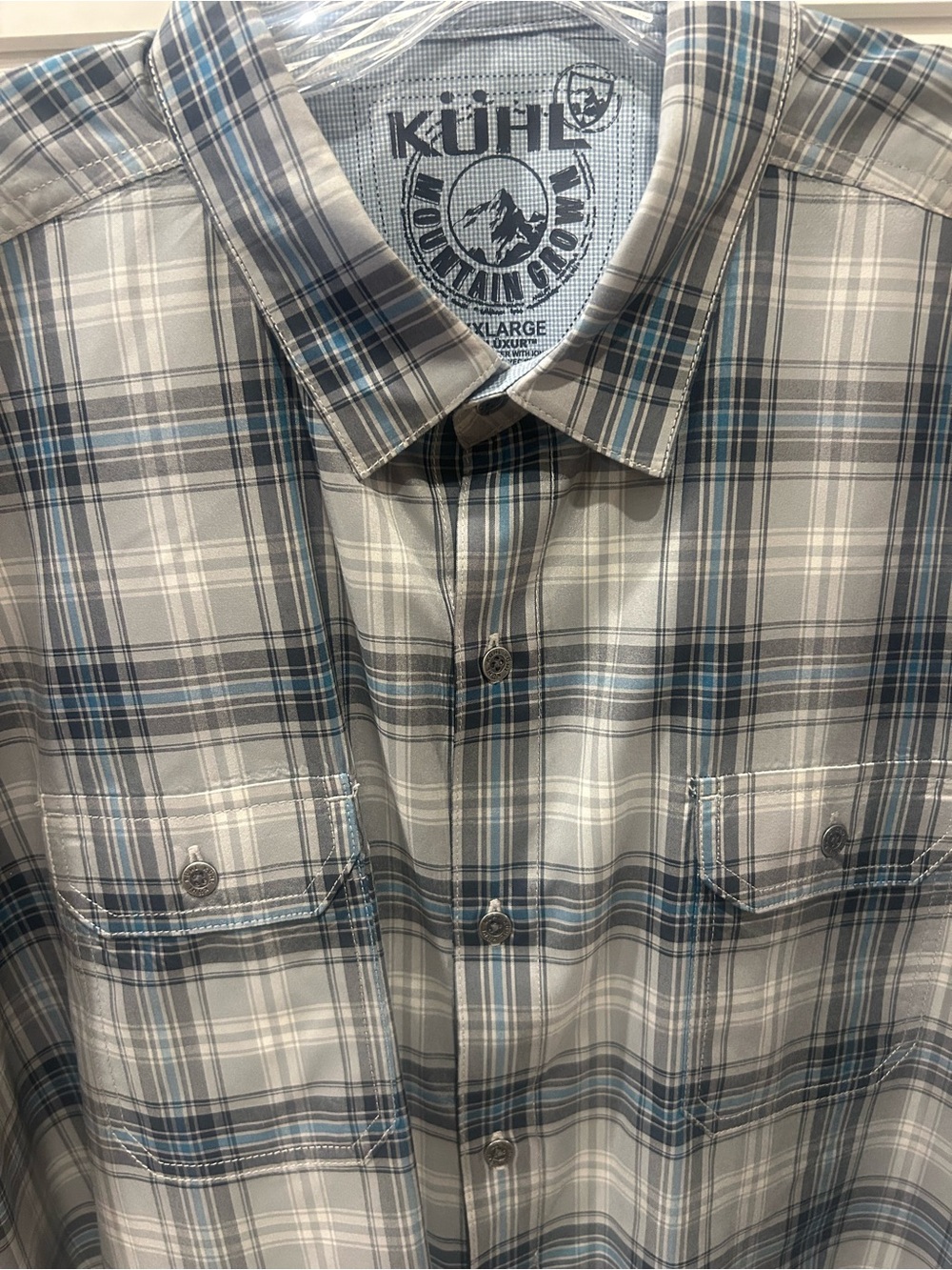 Kuhl Eluxur short sleeve plaid button up shirt men’s size XXL